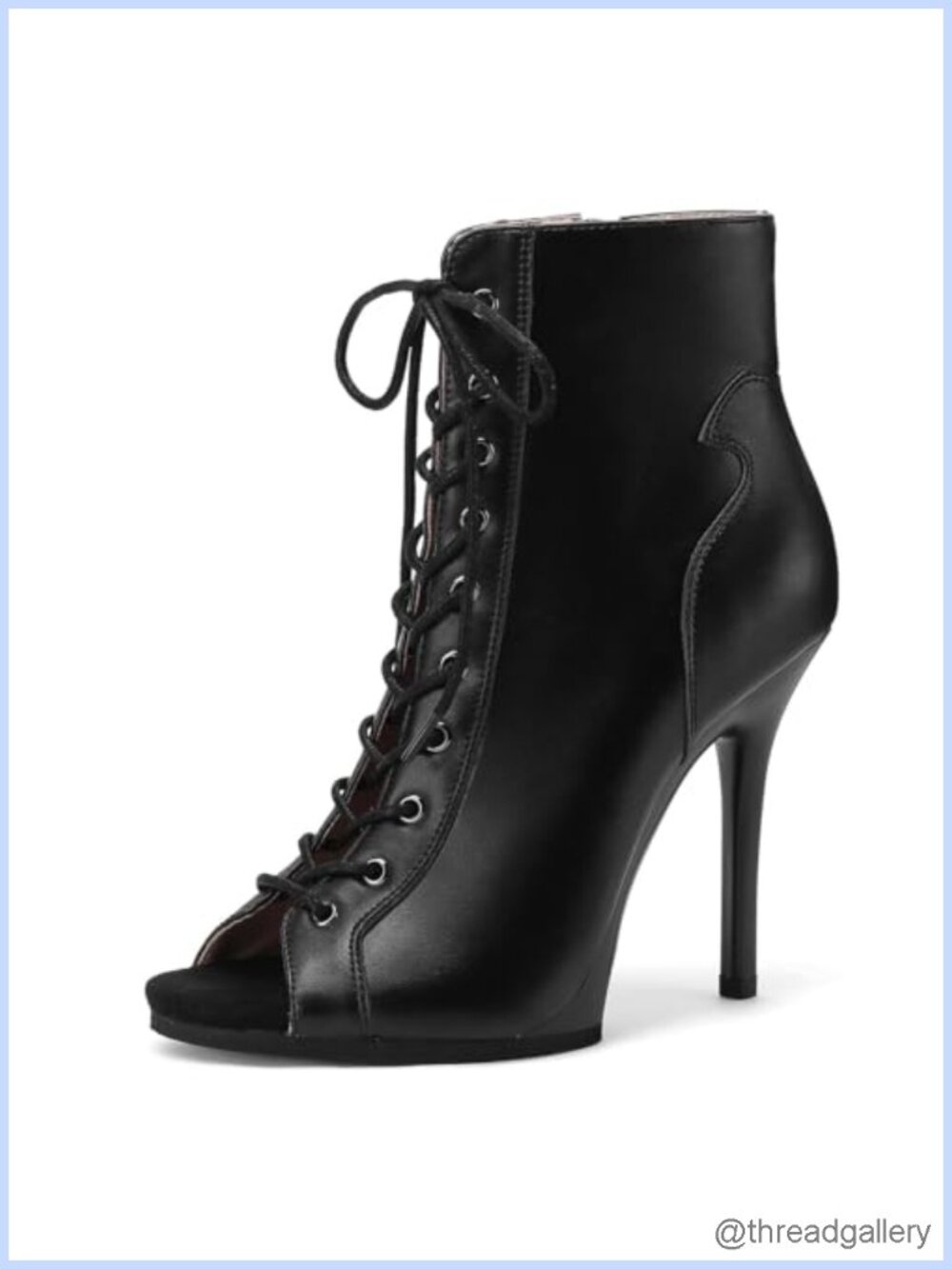 Faux Leather Peep Toe Stiletto Heeled Sandals Gladiator Ankle Strap Dance Heels